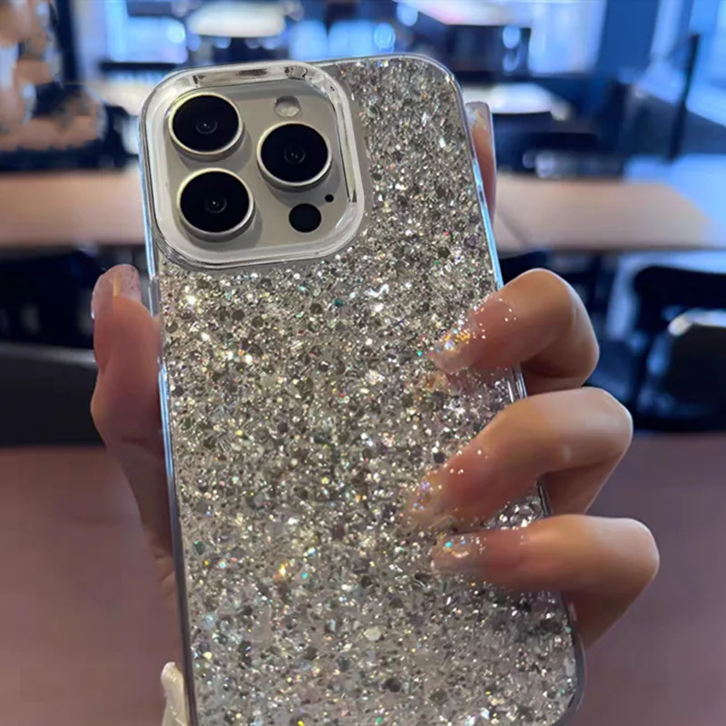 Flash Powder เหมาะสําหรับเคสโทรศัพท์ Apple 15 Pro Max ใหม่สําหรับ iPhone 16 Flash Glitter Premium Phone Case