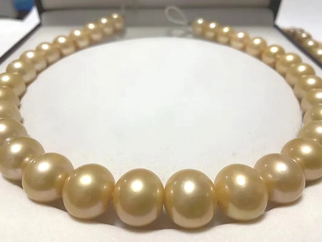 

Очаровательное ожерелье из натурального золота с жемчугом, 12-15 мм, застежка из стерлингового серебра 925 пробы, вневременные украшения для женщин