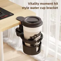 Universal Desk Cup Holder Adjustable Upgraded Arm Clamp Stand 360 Degree Rotating Table Edge Clamp Anti-Fall Cup Holder