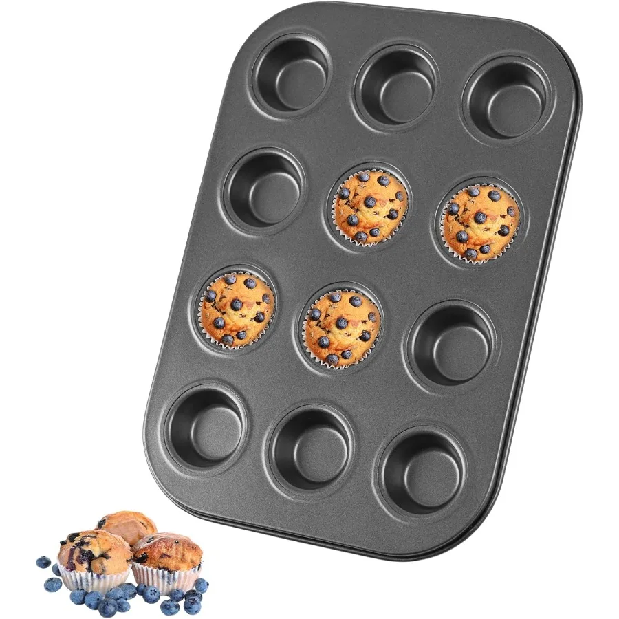 

Mini Muffin Pan Premium Small Cupcake Pans Carbon Steel 12Cup Muffin Tin Versatile NonStick Bakeware