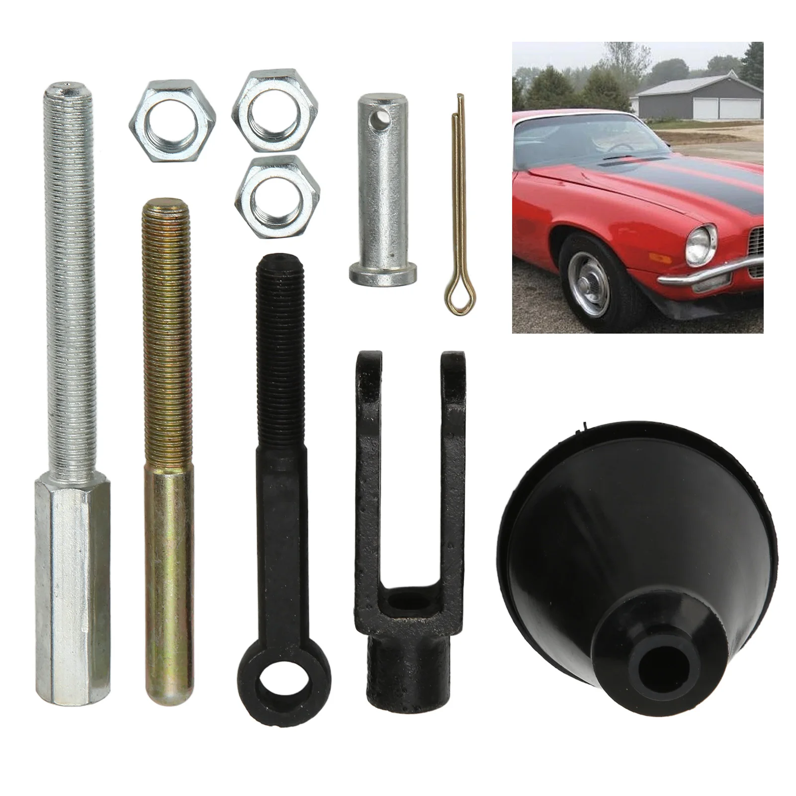 Manual Master Cylinder Rod Kit Manual Adjustable Master Cylinder Rod Kit Eyelet and Clevis Set Replacement for GM 1950‑1970