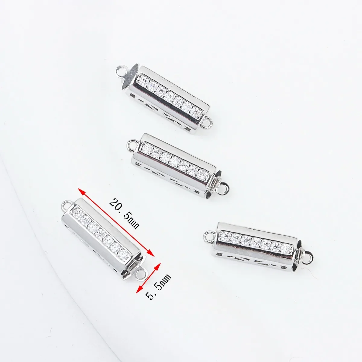 18K Real Gold-plated Micro-diamond Rectangular Buckle Three-dimensional Long Bracelet Item Closing Buckle DIY Jewelry Accessorie