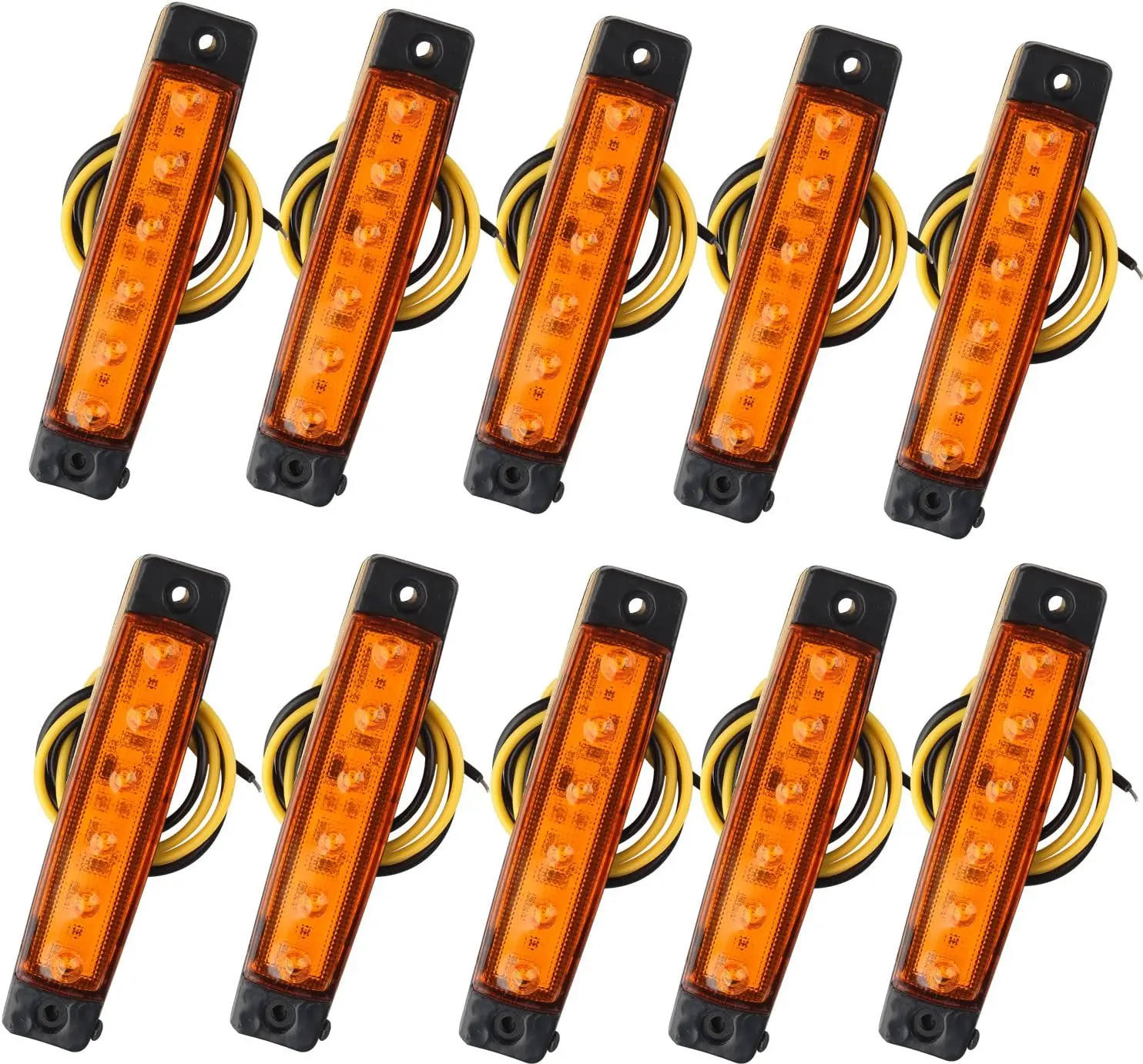 10pcs 12V Side Marker Lights 6SMD LED Lamps Front Rear Light Position Indicators for Caravan Camper Van Lorry Bus Boat Tractor