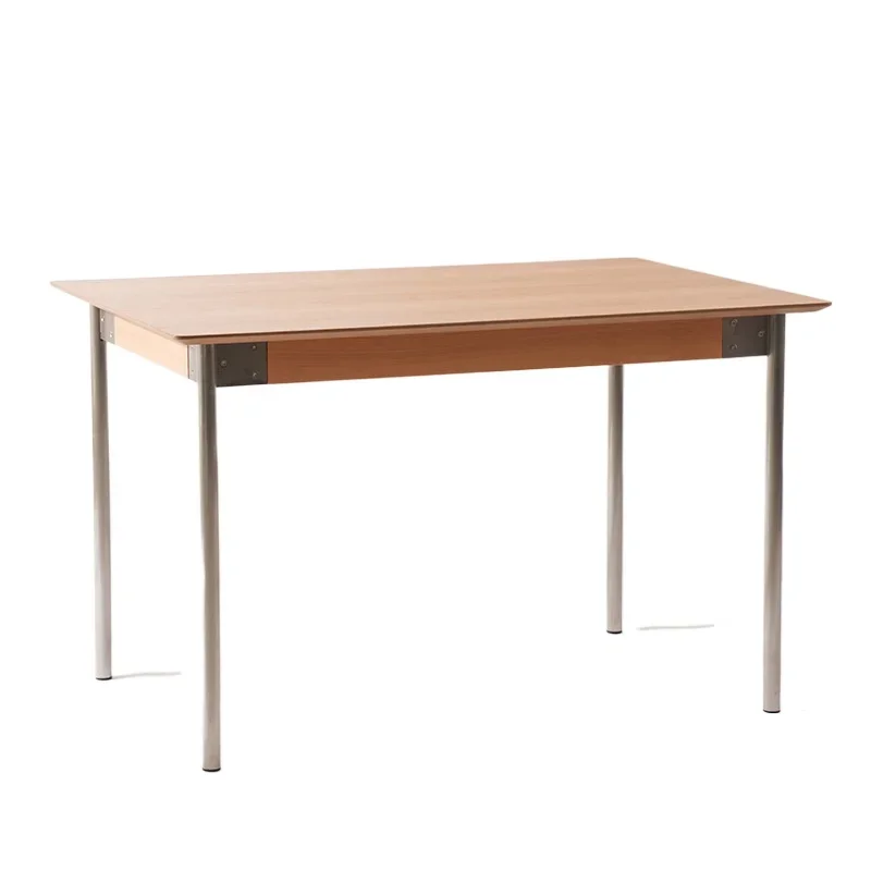 

Solid wood antique dining table Small apartment retro household rectangular stainless steel leg rice table Nordic log furniture