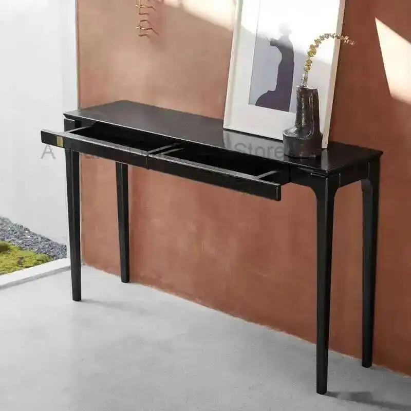 Solid Console Table for Temple Nordic Wood Extremely Narrow Tables with Drawers Light Luxury Simple Console Tables for Hallway