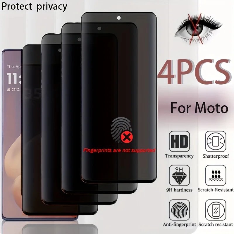 

4 Pieces,Peep-Proof Reinforced Glass for Motorola Edge 40/50/60 Series Screen Protector, Anti-Peeping, Bubble-Free Installation