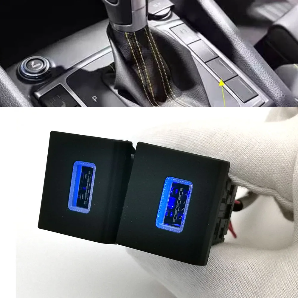 

Подходит для VW Amarok 2011-2018, автомобильный синий светодиодный светильник, двойной USB QC3.0, интерфейс зарядного устройства, адаптер для зарядки телефона