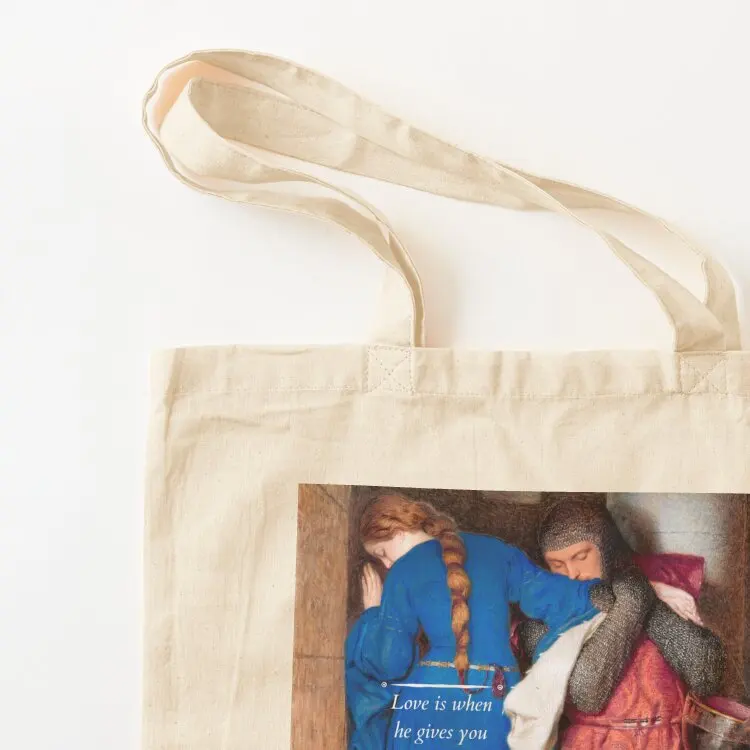 The Meeting On The Turret Stars Painting By Frederic William Burton, 1864. With Quote from Torquato Tasso. Tote Bag