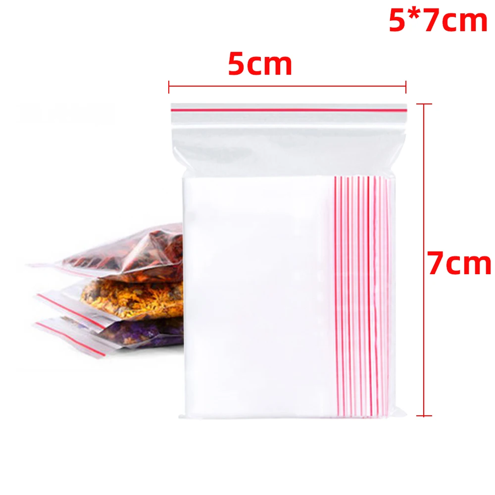 100-500PCS Hersluitbare Zip Lock Plastic Zakken Self Seal Clear Poly Bag Voedsel Opslag Pakket Zakjes Vacuüm verse Organiseren Zak