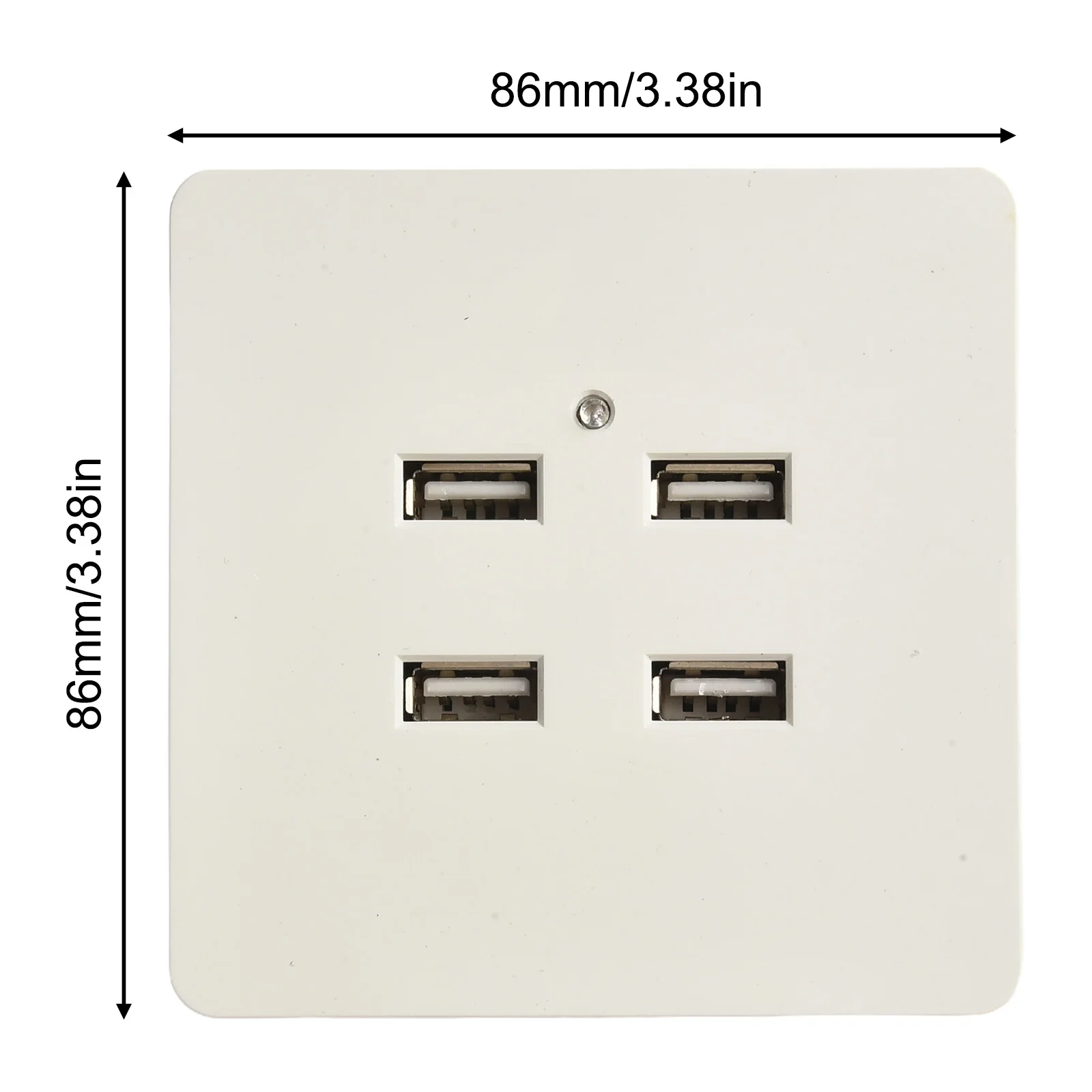 Wall Mount Power Socket With 4 USB Ports, 3.2A Fast Charging Outlet For Phone Camera, Flame Retardant PC Panel, White
