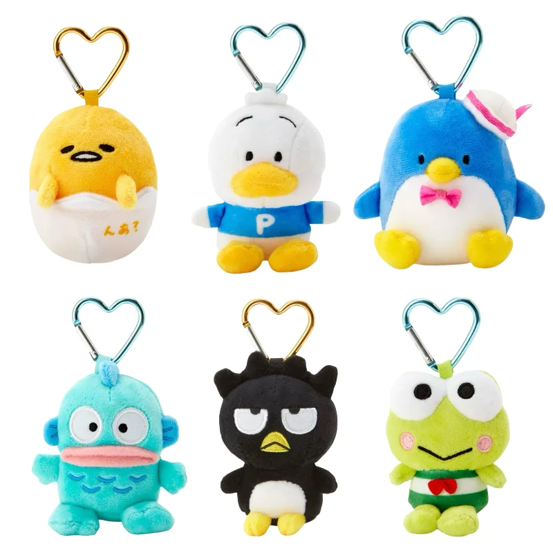 Kawaii Sanrios Gudetama Sam Gudetama Ahiru no Pekkle llavero de muñeco de peluche Hangyodon llavero My Melody colgante de mochila de peluche