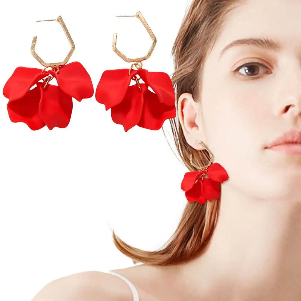 1 Pair C Shape Metal Acrylic Petal Earrings Long Style Exaggerated Dangle Earrings Earrings Jewelry Accessories aretes