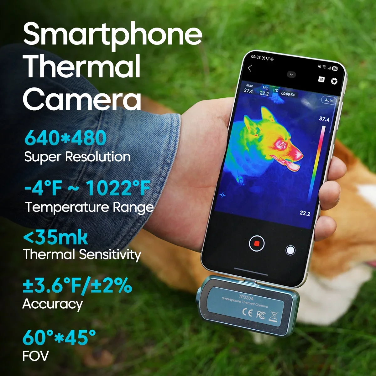 FOTRIC TP320A Android USB-C Phone Thermal Camera with Mount Kit,Native 320x240 IR,640x480 Super Resolution,under35mK,25Hz,-4F to 1022F,Extension Pole,Tripod Stand,Magnetic Base,1/4 Screw,HVAC,Electrical,Automotive,Home Inspection,Water Leak,Not for iPhone