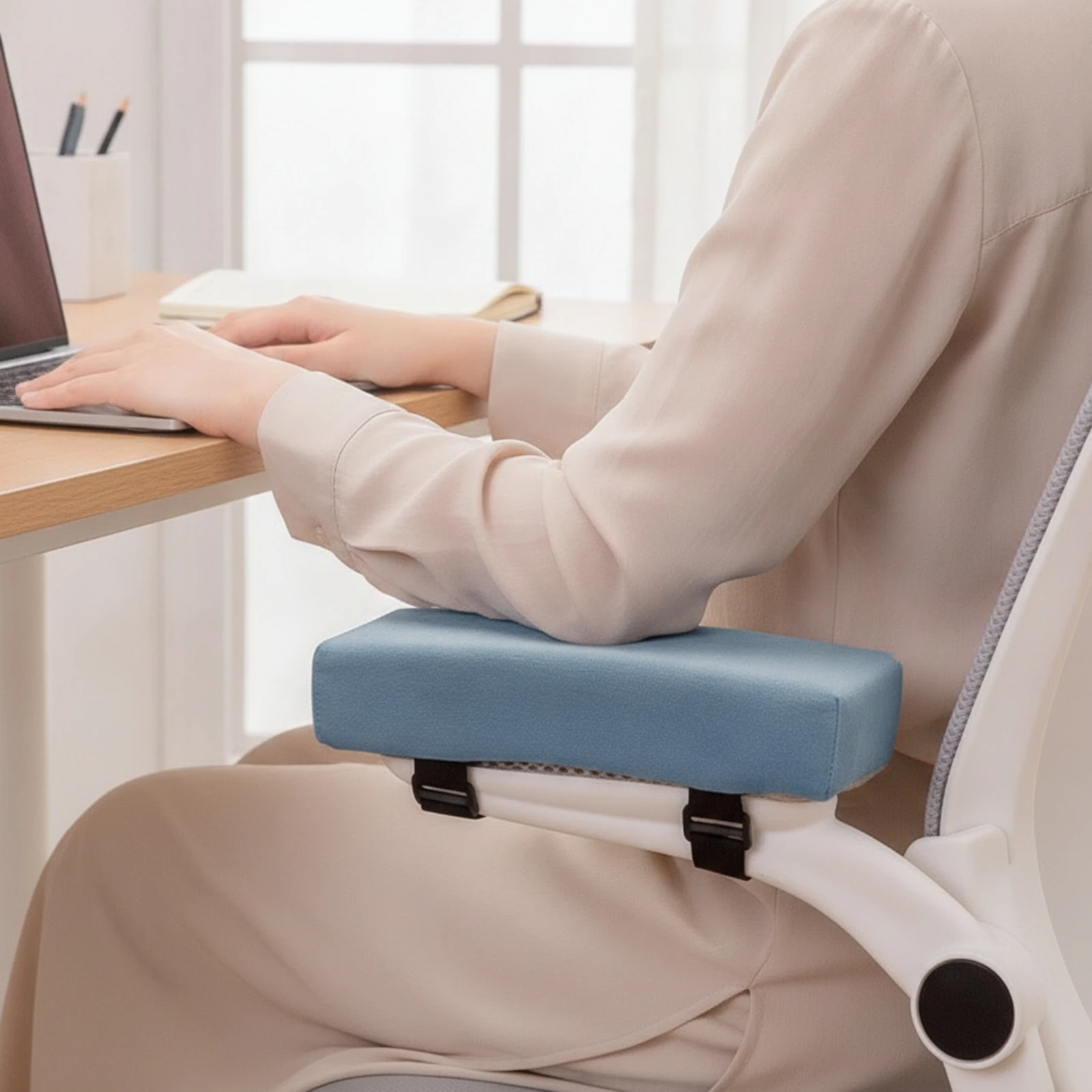 Memory Foam Office Chair Armrest Pad Supportive Gaming Chair Armrest Pillow Elbow Support Cushion Padded for Gamers, Desk Work