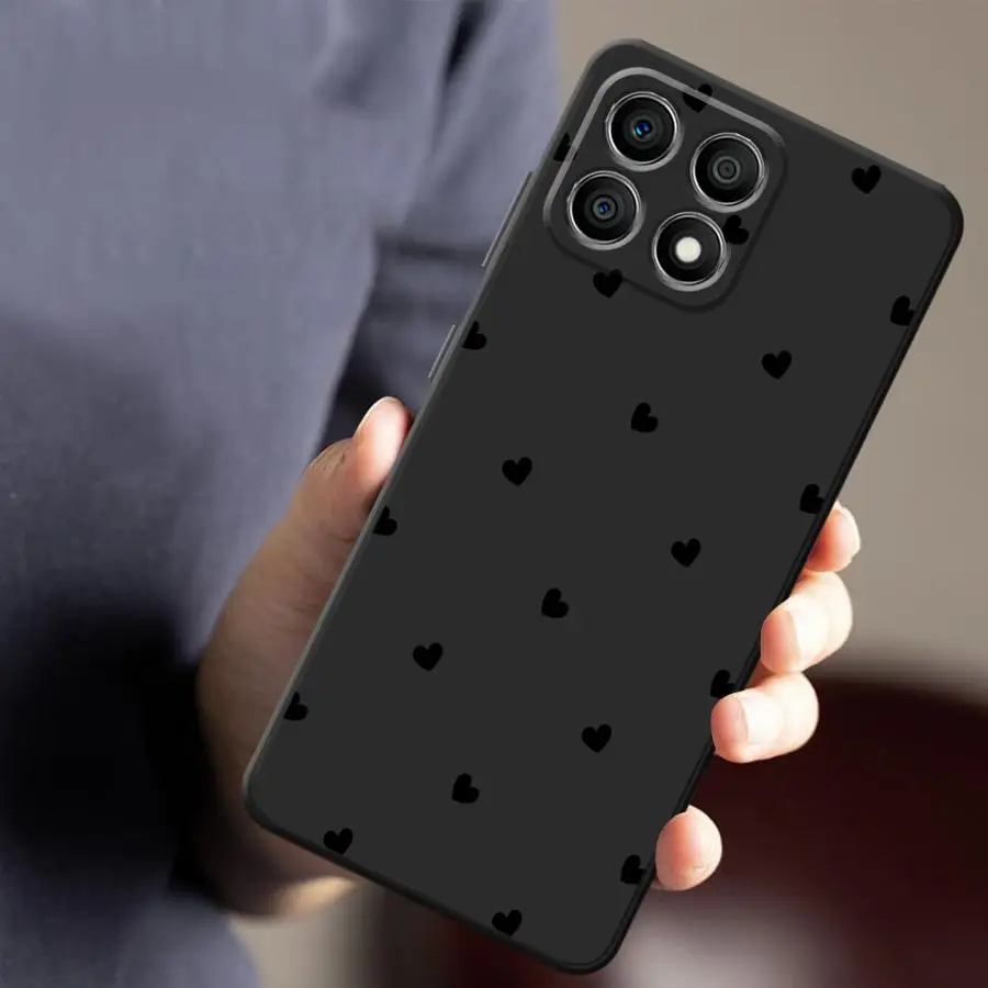 حافظة لهاتف Honor 8X X5b Magic5Lite 70 200 400 Lite X9a X6 90X7 X8 غطاء هاتف ناعم أسود ملون كرتوني قلب الحب #5