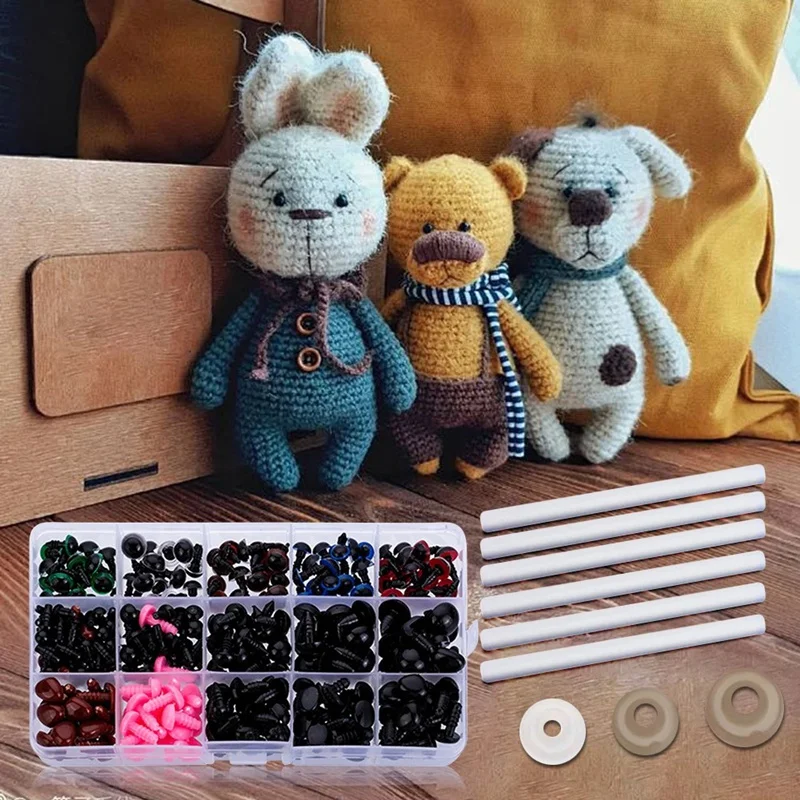 566PCS Plastic Safety Eyes For Crocheting Amigurumi Crochet Eyes With Washers Animal Safety Eyes For Toys Making Knitted