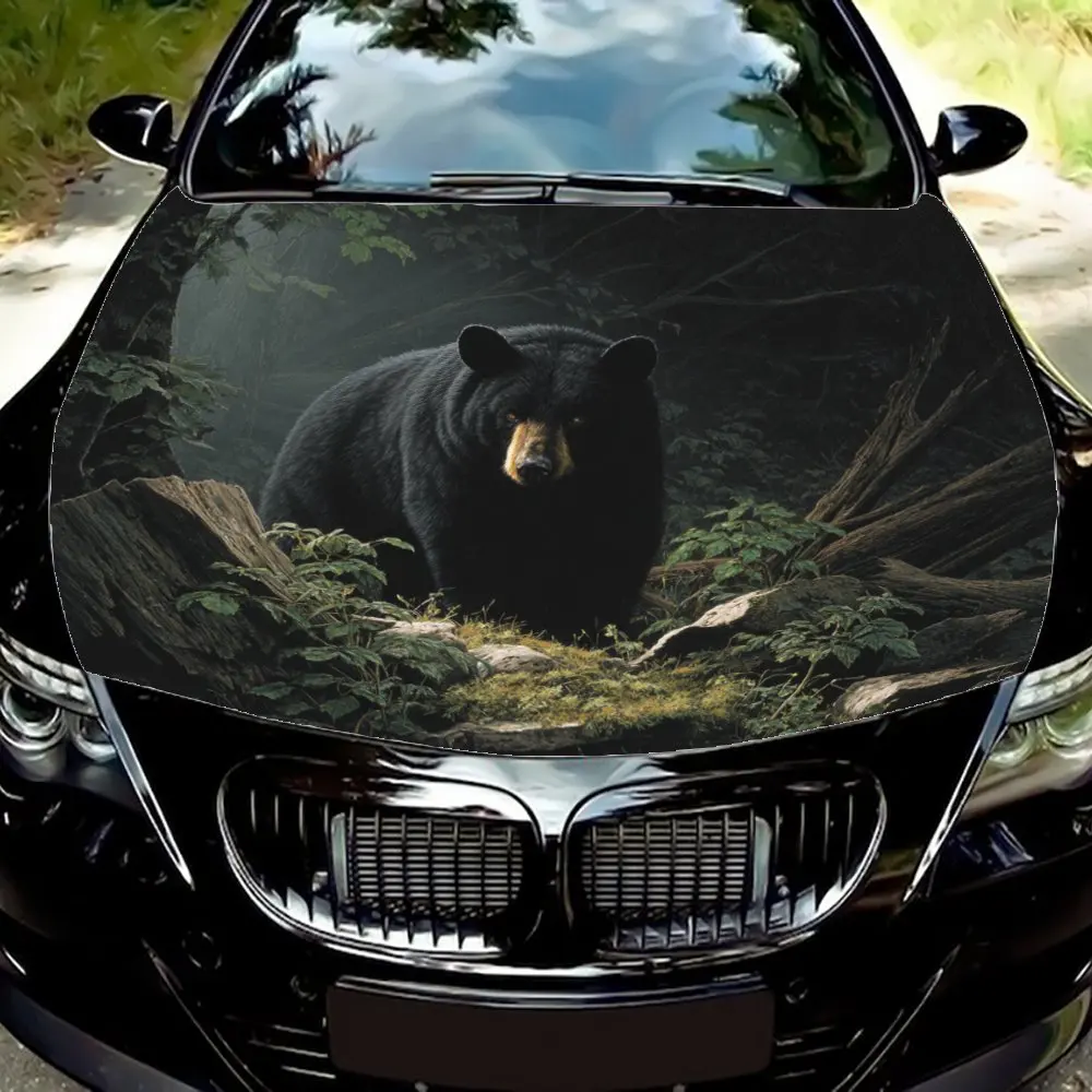 

Deep Forest Black Bear Pattern Car Hood Stickers, Personalized DIY Modified Car Film, Waterproof And Wear-resistant Stickers, Ca