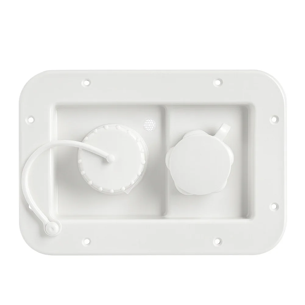 Dual Water Inlet Gravity Fill Port for RV For Camper with Pressure Relief Valve and Stainless Steel Filter Backflow Protection