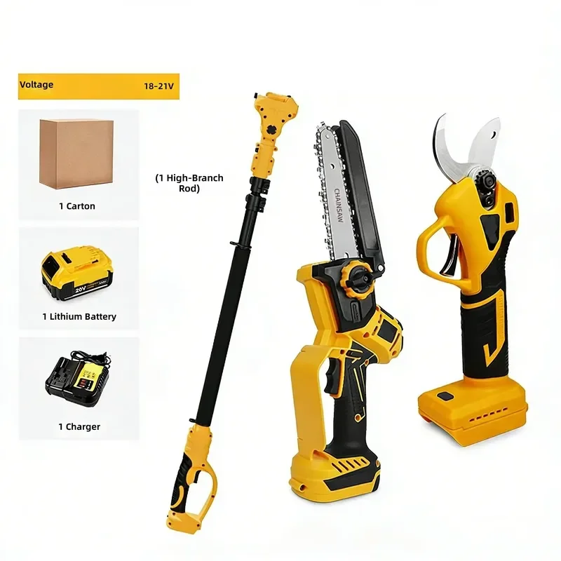 Lithium Battery Cordless Pruning Two-Piece Set with Scissors and Saw 6-Inch Cutting Capacity