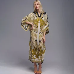 Luźna narzutka z nadrukiem w stylu Boho w kwiaty TEELYNN damskie fartuchowe ubrania plażowe szlafrok Kimono sukienka w stylu Boho letnie 2023 w stylu Vintage