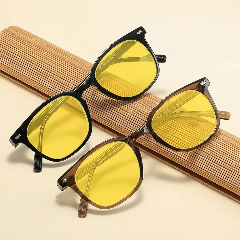 Yellow Lens Night Vision Glasses Round for Men Women Ultralight Blue Light Blocking Eye Protection Eyewear Driving Sunglasses