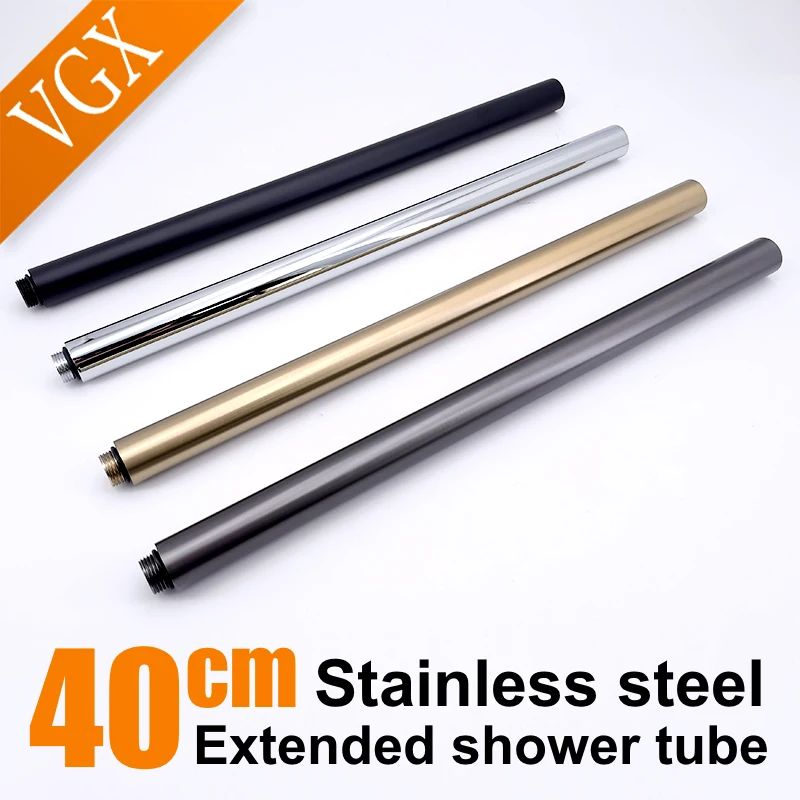 VGX Round Shower Extension Rod Shower Bracket 40cm  Shower Extender Gray Extension Tube Extra Extend Tube Bathroom Accessories