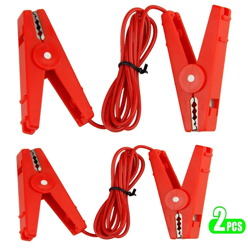 2PCS Farmily Jumper Leads Wire for Portable Electric Fence Red Color Energizer Replacement Connectors Fencing Crocodile Clips