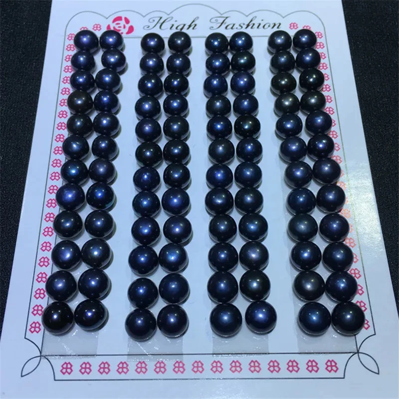 

4A Black Button Pearls 7-7.5mm 30pcs Pearl Sample/ Freigh