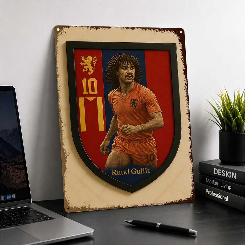 Ruud Gullit Football Printed Poster Customized Metal Sign Club Hero Design Wall Art Made For Loyal Supporters In Matchday Room