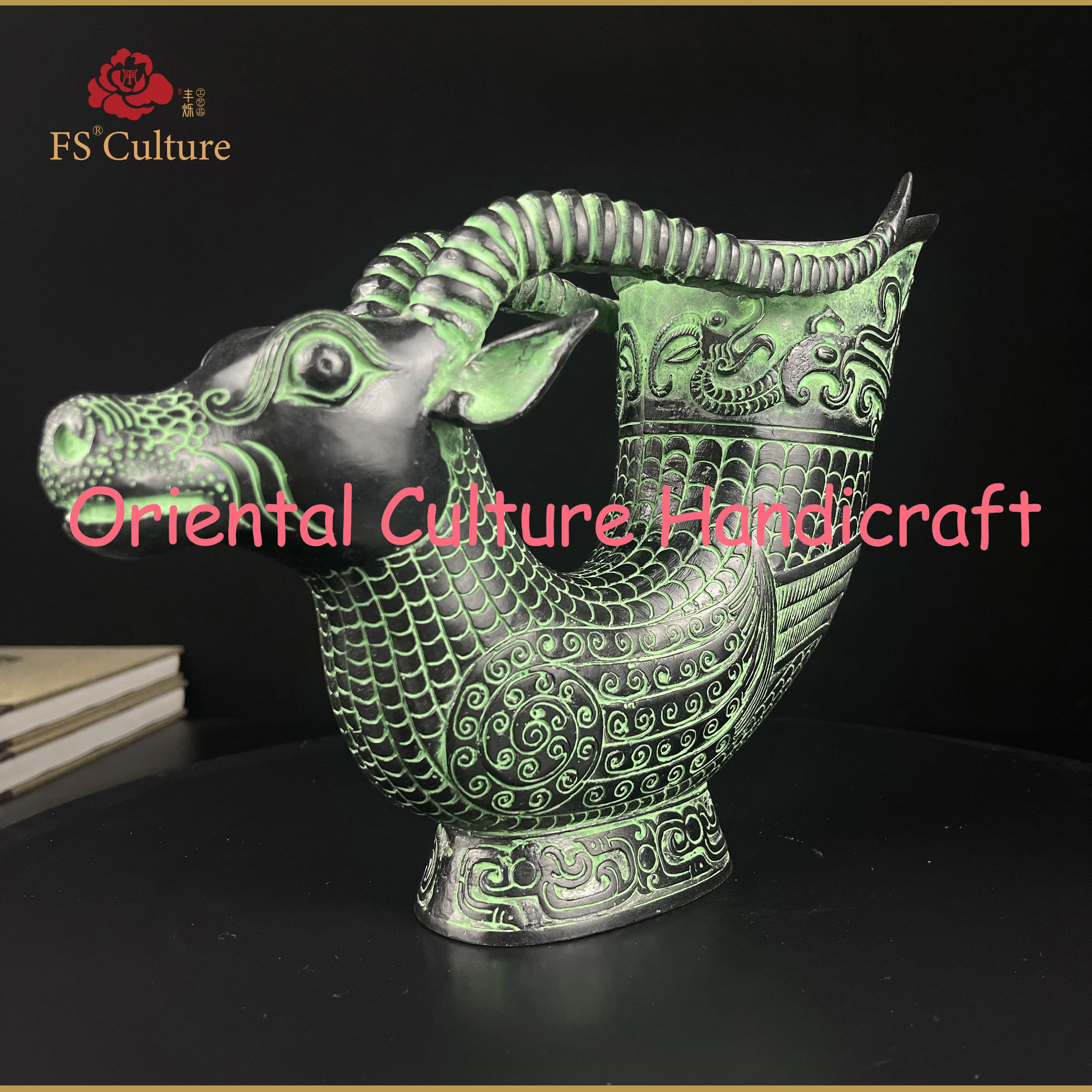 Ancient Chinese Alloy Bronzes, Sheep'S Head Shaped Drinking Vessels,Ornaments, Handicrafts, Collectibles，High-End Cultural