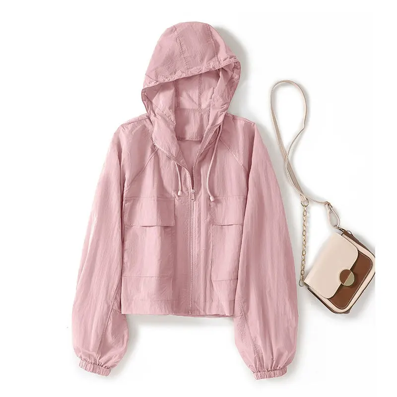 

Lightweight hooded sunscreen women summer casual loose long-sleeved tops jacket women clothing Female sunscreen clothing