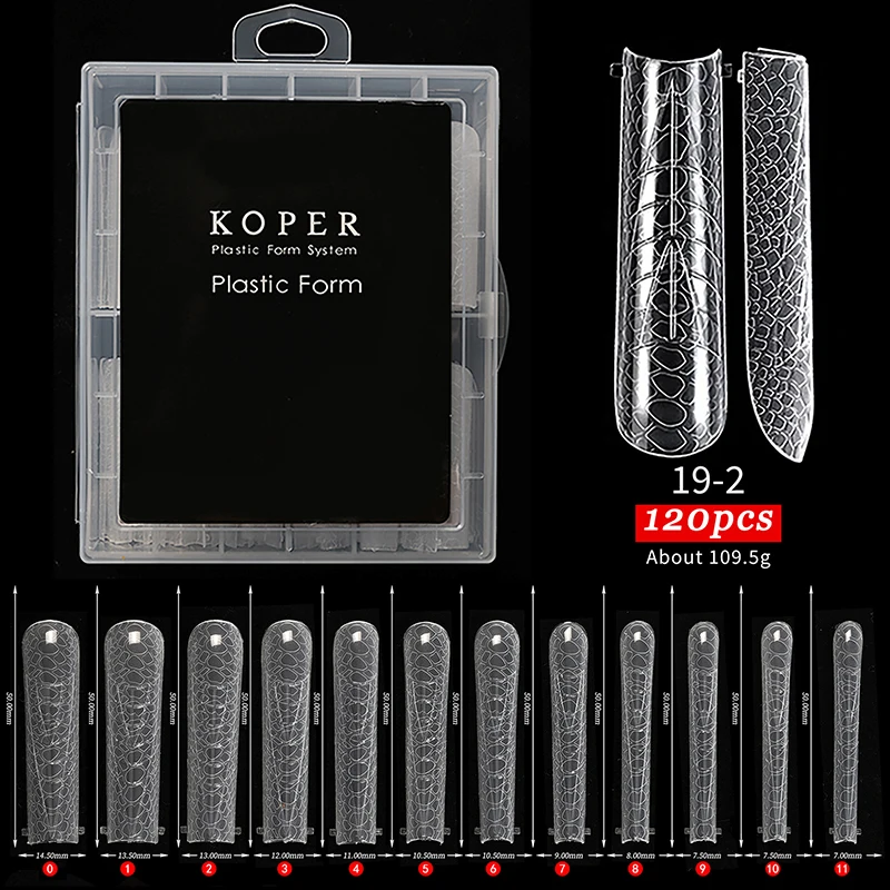 Clear Dual Forms Prego Sistema, Cobertura Completa, Gel de Construção Rápida, Moldes Pontas, Moldes de Extensão, Formas Superiores para Unhas, 120 Pcs por Caixa