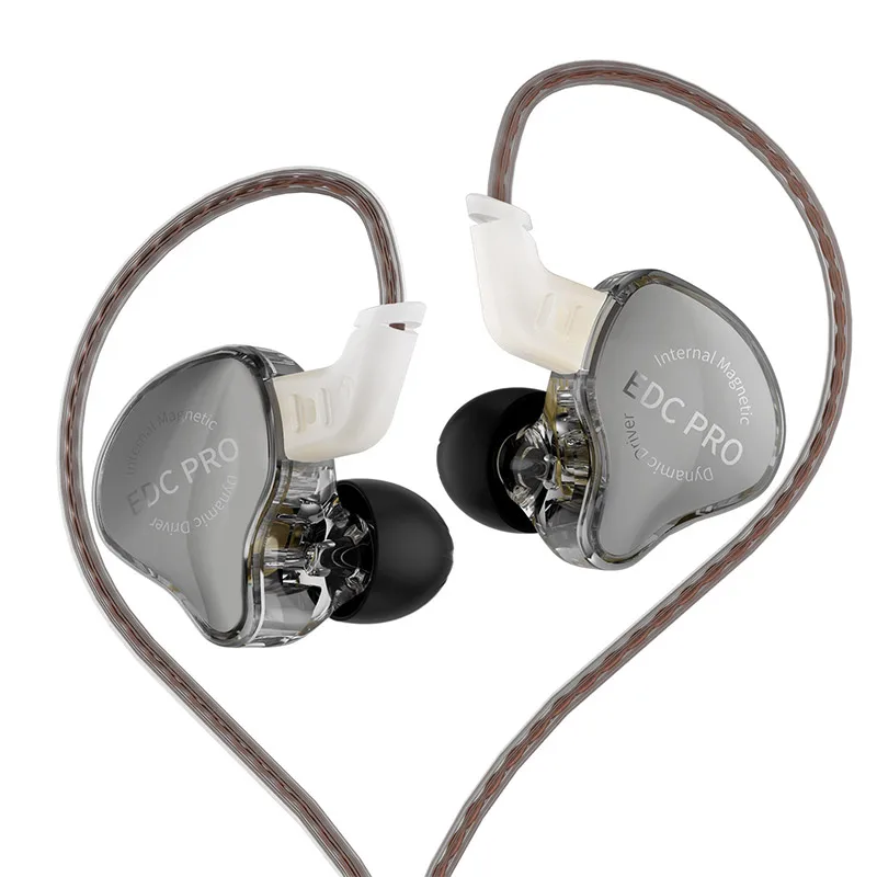 KZ EDC Pro Wire-oortelefoon Grote dynamische stuurprogramma's Monitor Bass In-ear hoofdtelefoon Annulerende headset met afneembare audiokabel