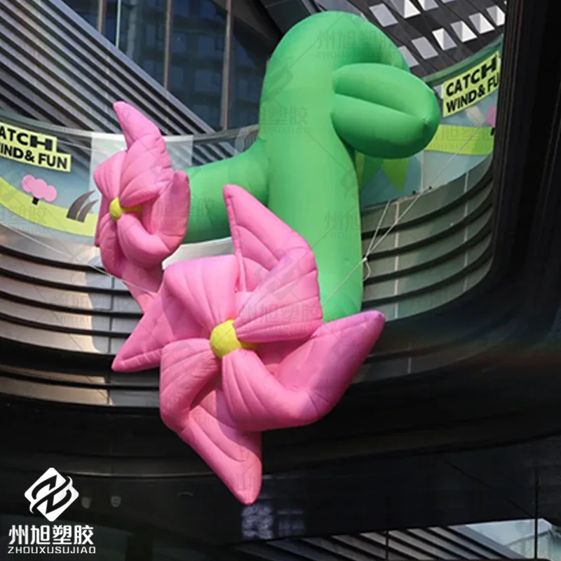 Giant inflatable windmill flowers, roof building decoration shop air model plants advertising props