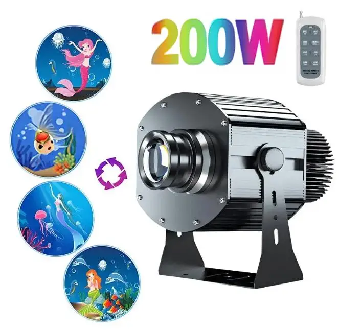 200W 4 Images/Logos Free Custom Logo Gobo Projector Outdoor Waterproof Advertising Lights LED Sign Wall Projection Lamp