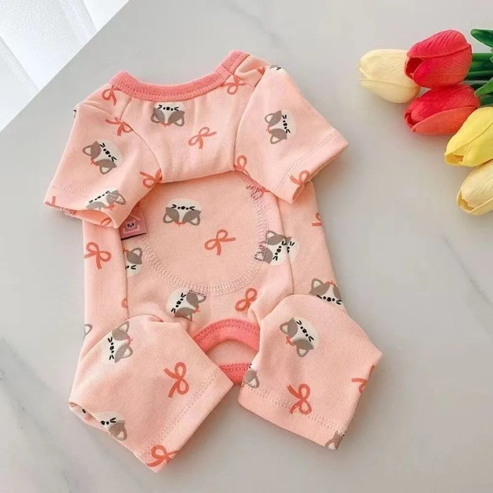 Cute Cartoon Printed Dog Jumpsuit Four-Legged Warm Dog Home Clothing Soft Comfortable Belly-Hugging Dog Pajamas Home Wear