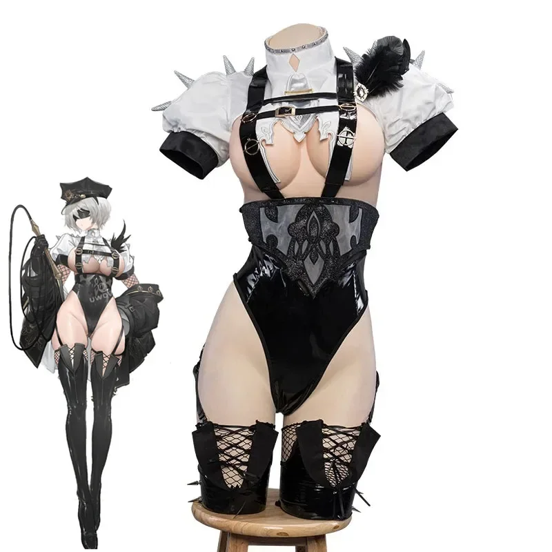 

Game Nier Automata 2B Cosplay Costumes Women Sexy Open Bar Leather Bodysuit Hat Socks Suits Halloween Carnival Role play Clothes