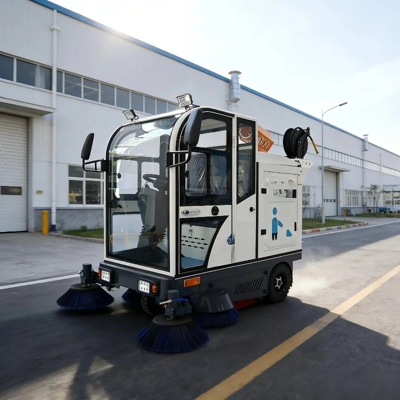 Electric Ride-On Street Sweeper Zero Emission Outdoor Road Cleaning Machine New Condition Floor Sweeper