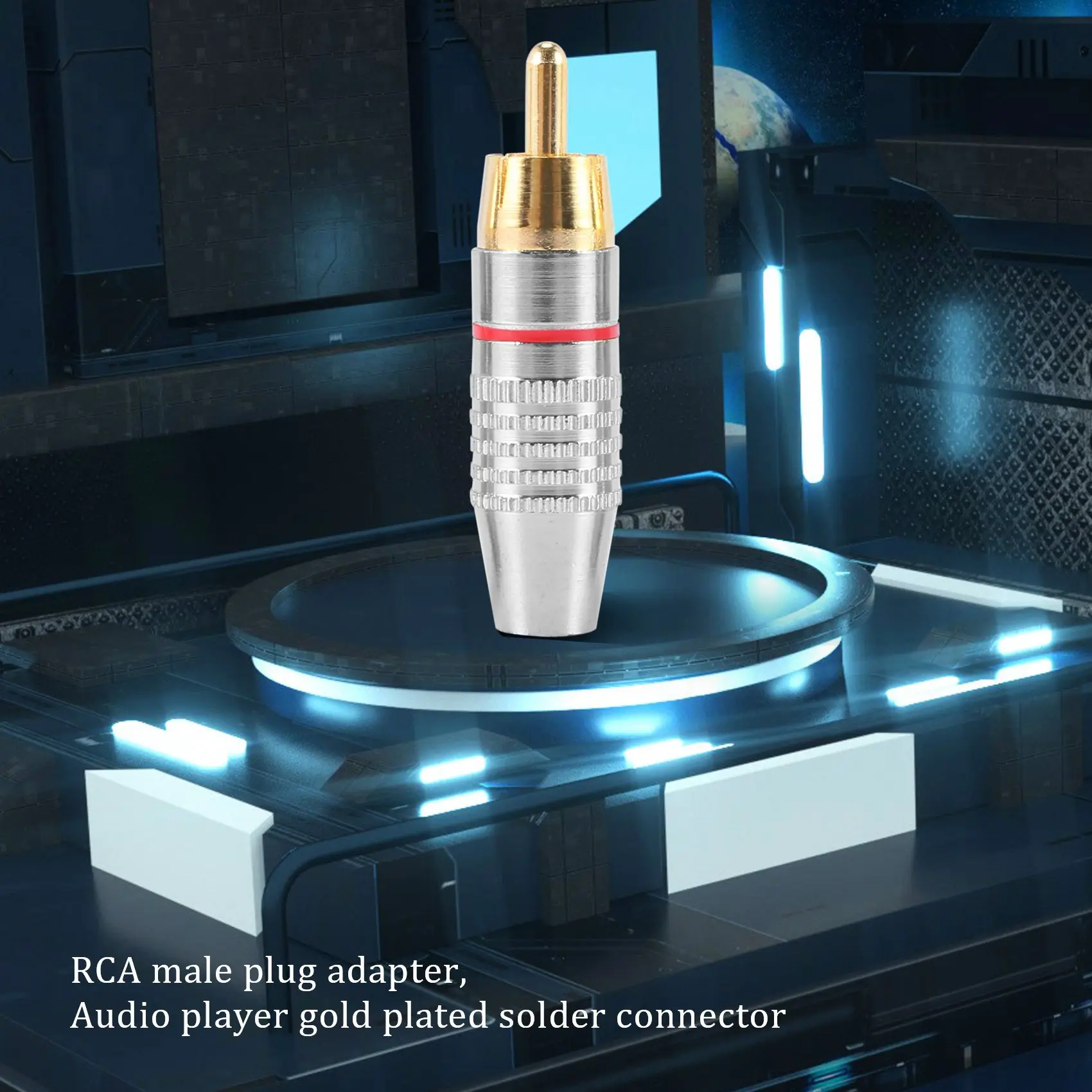 RCA Male Plug Adapter, Audio Phono Gold Plated Solder Connector,Hi End - 6-Pack,silver