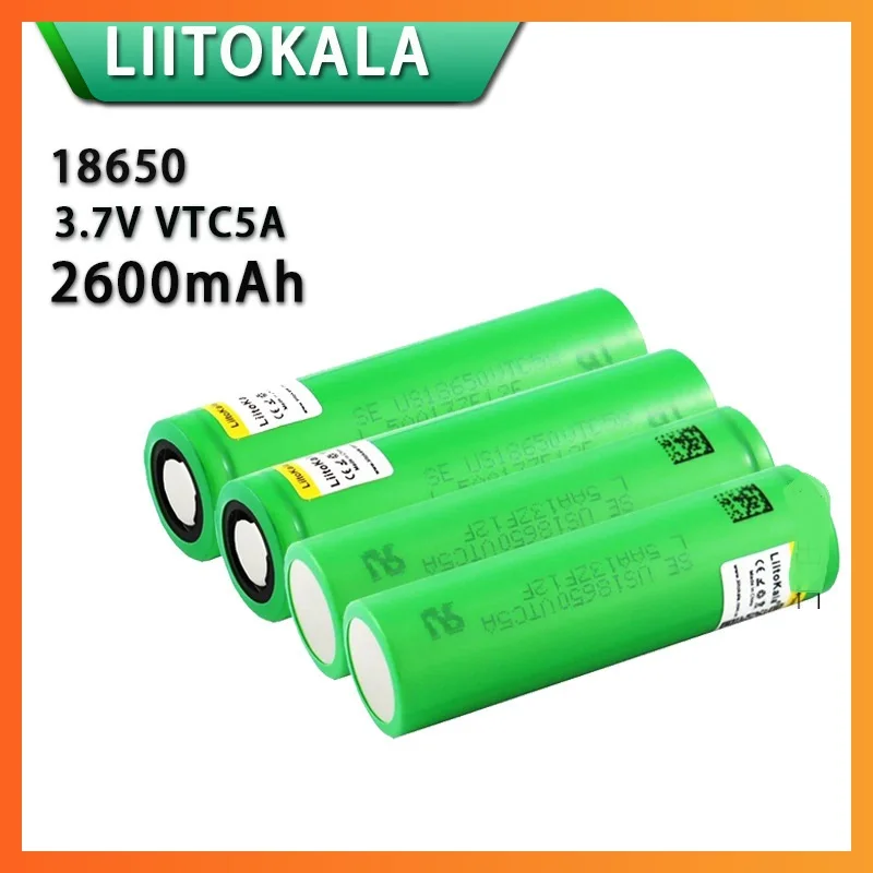 Hot liitokala 3.7V 2600mAh VTC5A rechargeable Li-ion battery 18650 US18650VTC5A 35A Toys flashlight