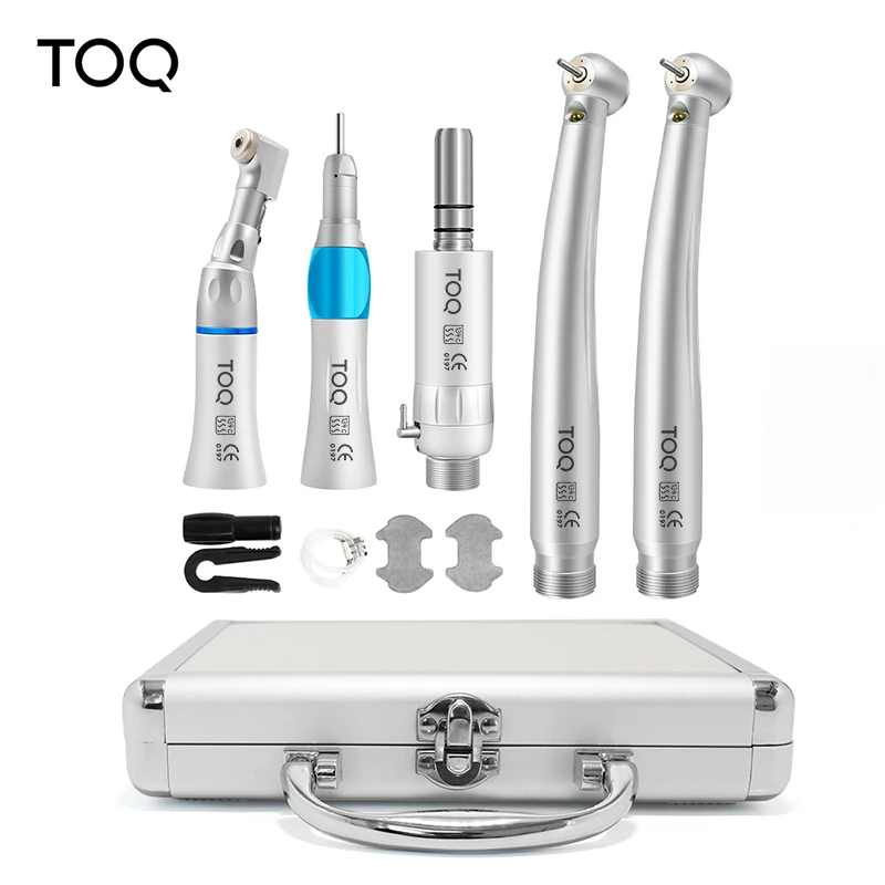 Dental Led High & Low Speed Handpiece kit Standard Head Straight Contra Angle Air Turbine Three Water E-Generator Euipment