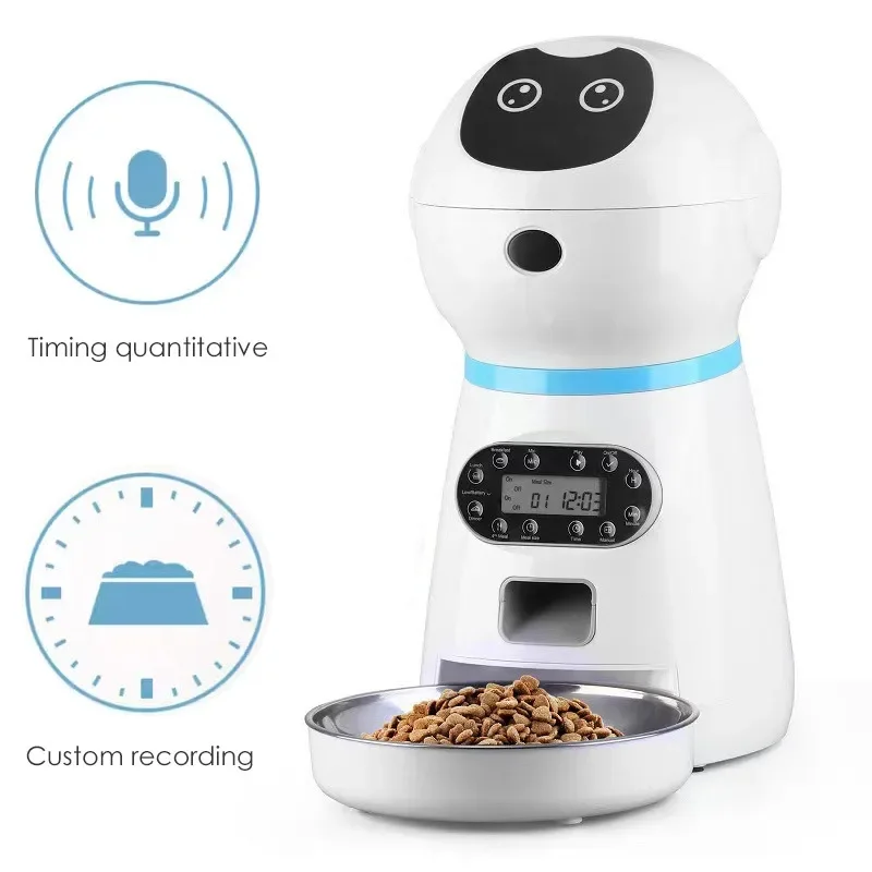 

Automatic Feeder Pet CAT DOG Smart Timing Quantification Cat Bowl Dog Bowl Double Bowl Recordable Dog Cat Stealer Pets Accessory