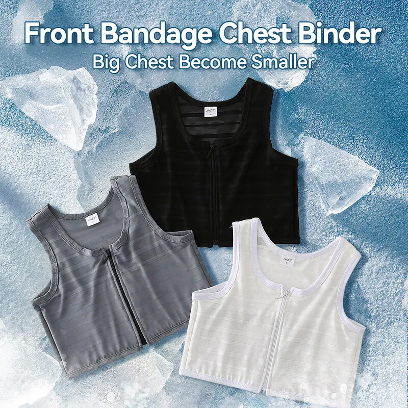 Zipper Chest Binder Trans Binder Chest FTM Sports Bra Breathable Corsets Chest Binder Vest Top Breast Binder