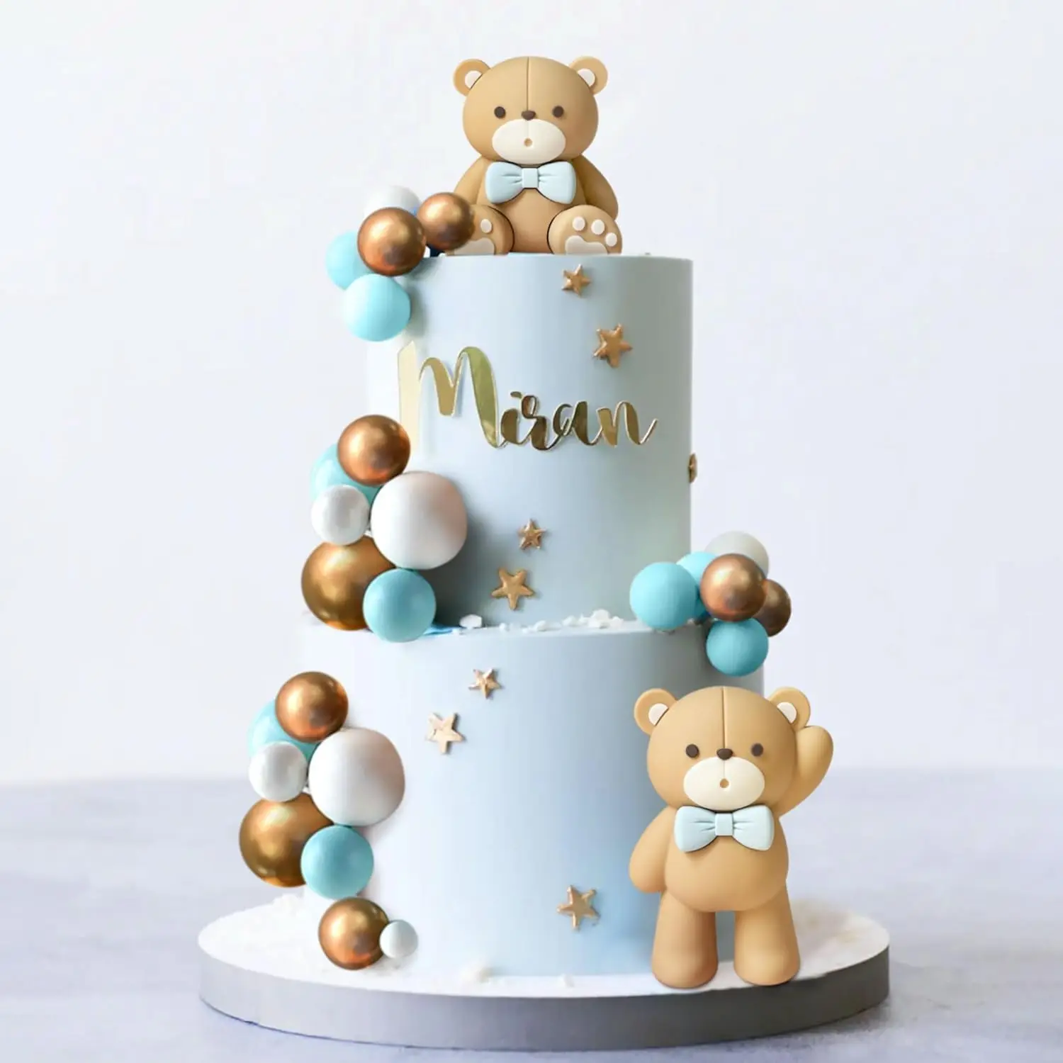 Beige Brauner Bär Kuchendekoration Beige Braune Kugeln Kuchenaufsatz Boho Bären Kuchenaufsatz Baby Shower Geburtstagstorten-Deko – Detail 5