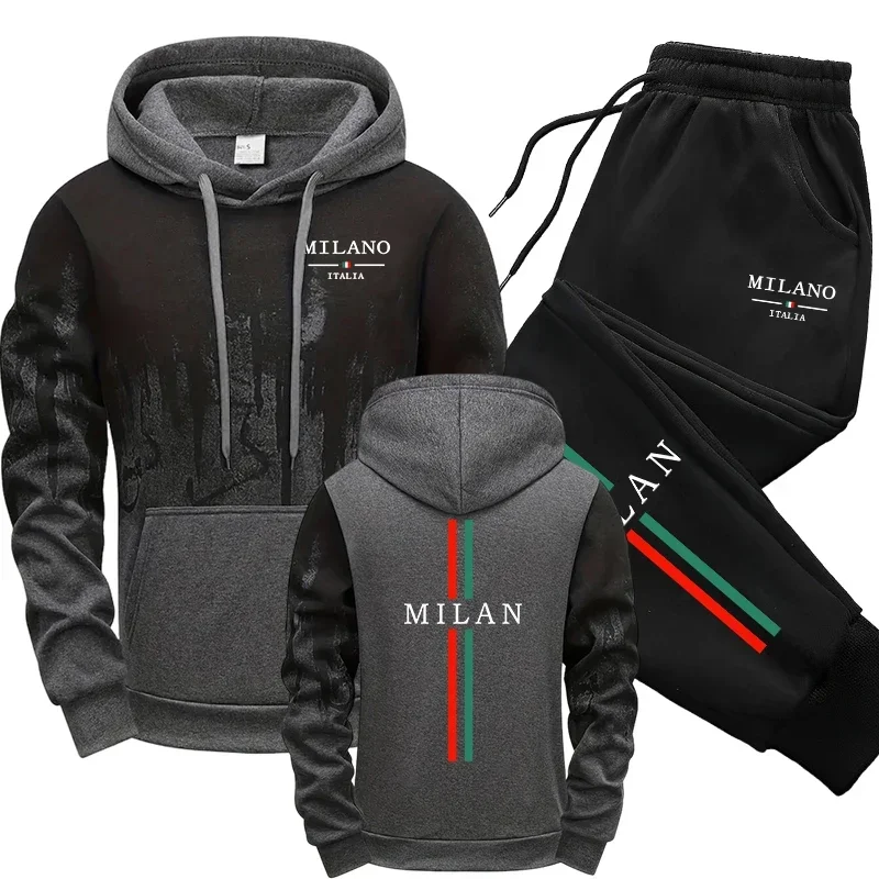 Autumn Winter Tracksuit Italy Fashion Hooded Sweatshirt Sweatpants 2026 Hot Sale Men's Set Casual Sporty Hoodies Jogger Pants - view 3