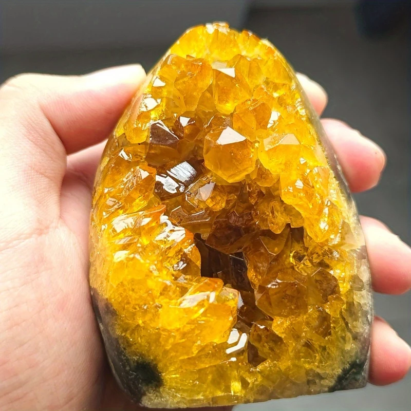 High-Quality Yellow Geode Quartz Cluster, Premium Geode Quartz Cluster, Unique Gift for Collectors & Holidays, Home Decor