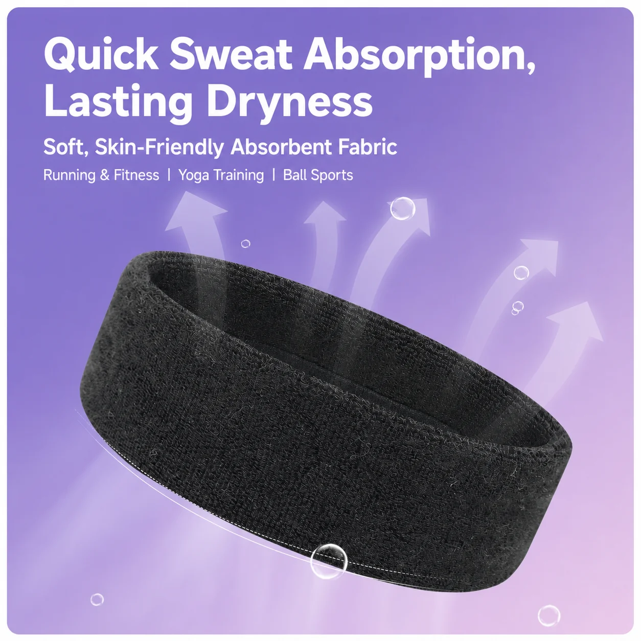 Sports Headband Sweatband Women Men Terry Cloth Elastic Hair Band Gym Workout Running Tennis Fitness Headwrap Hairband