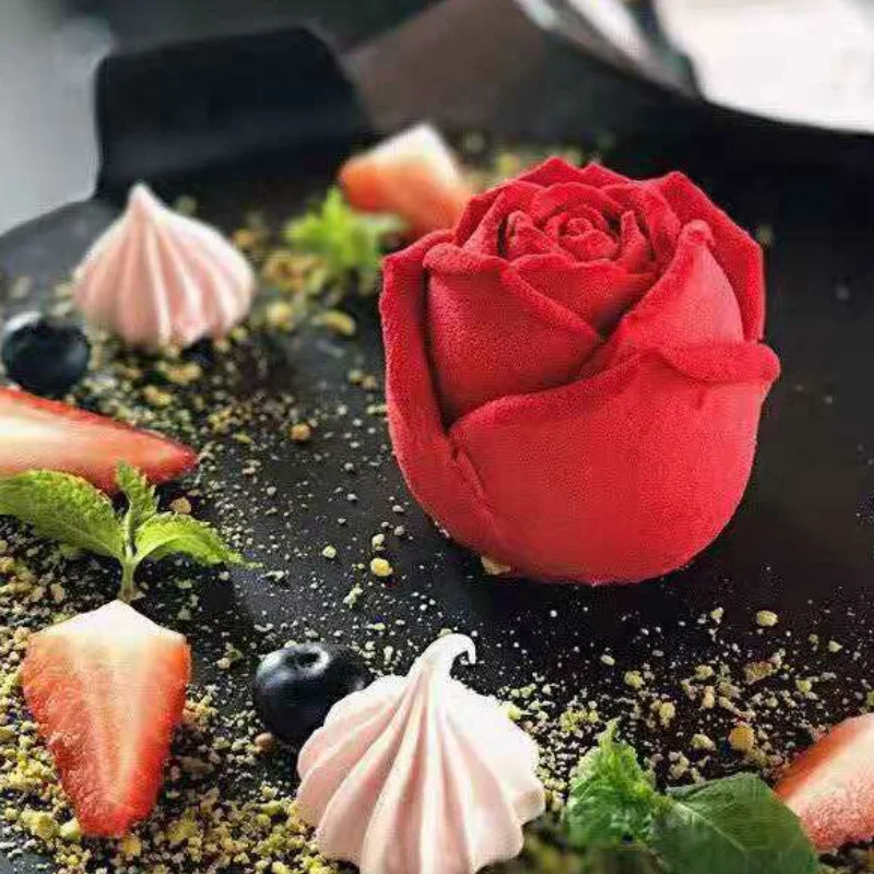 3D Flower Fondant Mold Cupcake Jelly Candy Chocolate Decoration Baking Tool Moulds Bloom Rose Silicone Cake Mold