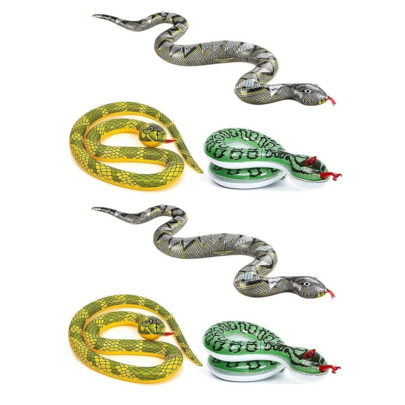 6PCS Inflatable Boa Tricky Toys For False Inflatable Snakes For Garden Props To Scare Birds Squirrels