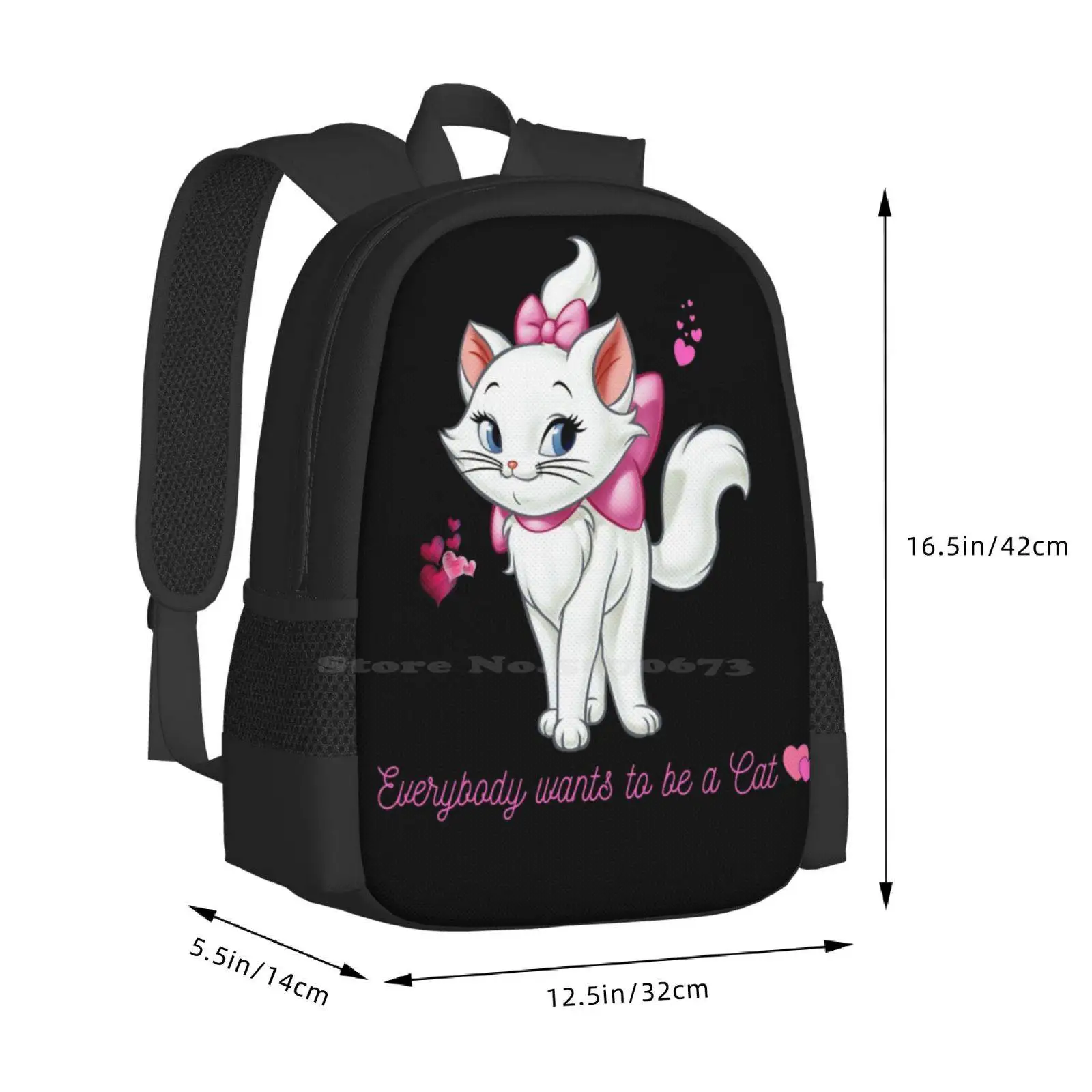 Marie Cat-Everybody Wants To Be A Cat School Bags For Teenage Girls Laptop Travel Bags Aristocrat Aristocats Marie Kittens